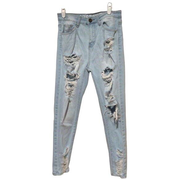 GOGO Jeans Women’s Light Wash Distressed High Rise Ankle Jeans – Size 7 / 28 - Picture 1 of 4